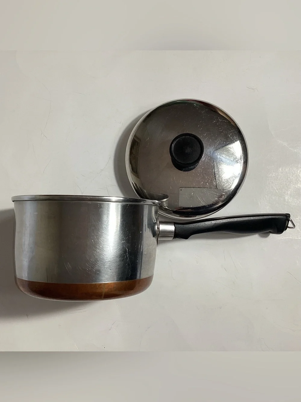 Vtg 50s Maid of Honor 1 Qt Sauce Pot & Lid Copper Bottom